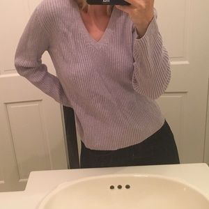 Vintage ribbed v-neck purple sweater long sleeve